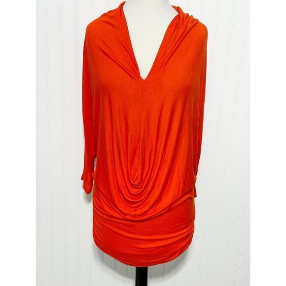 Jennifer Lopez‎ Women's V Neck Stretch Casual Long Sleeve Top Orange Size Medium - Picture 1 of 7